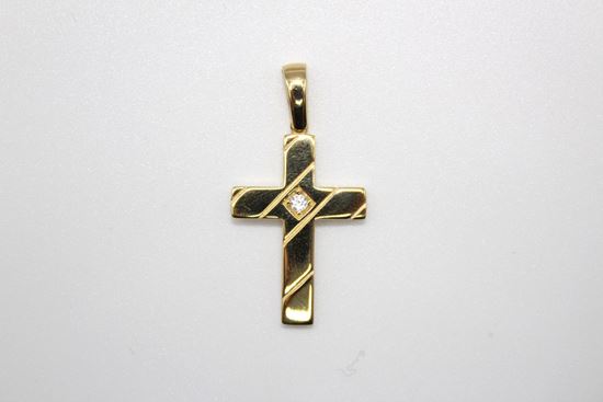 Immagine di Croce da Uomo in Oro Giallo con Zircone