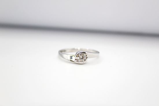 Immagine di Anello Solitario da Donna in Oro Bianco e Diamante