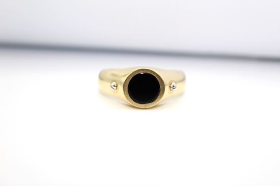 Immagine di Anello da Uomo in Oro Giallo con Pietra Onice