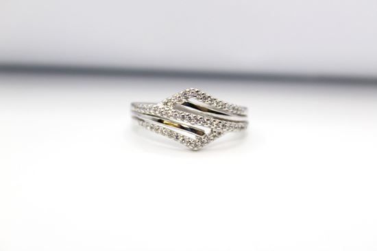 Immagine di Anello Pavè da Donna in Oro Bianco e Zirconi