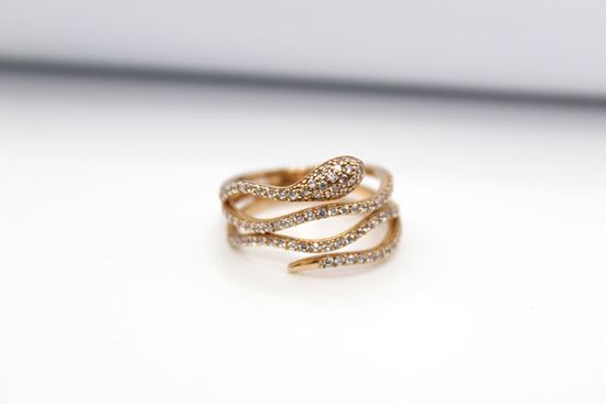 Immagine di Anello Serpente da Donna in Oro Rosa con Zirconi