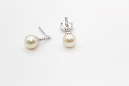 Immagine di Orecchini con Perla da Donna in Oro Bianco e Diamanti