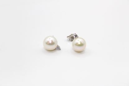 Immagine di Orecchini Perla da Donna in Oro Bianco e Zirconi.