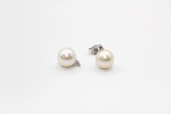 Immagine di Orecchini Perla da Donna in Oro Bianco e Zirconi.