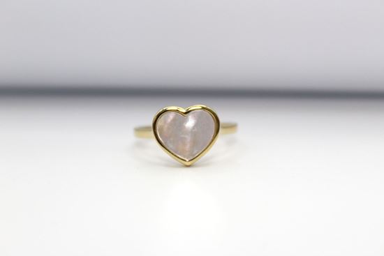 Immagine di Anello Cuore da Donna in Oro Giallo e Madreperla