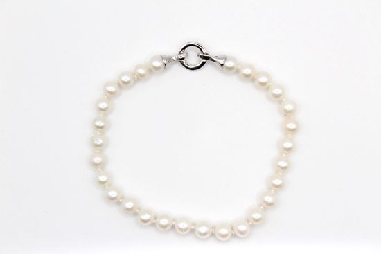 Immagine di Braccialetto di Perle da Donna Chiusura in Oro Bianco