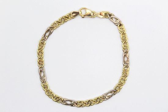 Immagine di Bracciale da Uomo Oro Giallo e Bianco Occhio di Pernice