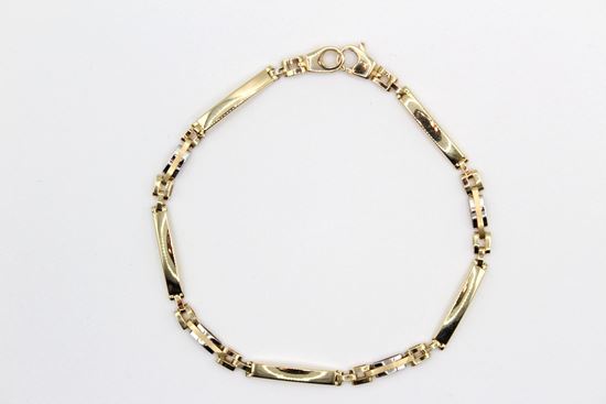 Immagine di Bracciale da Uomo Piastrine Oro Giallo e Bianco