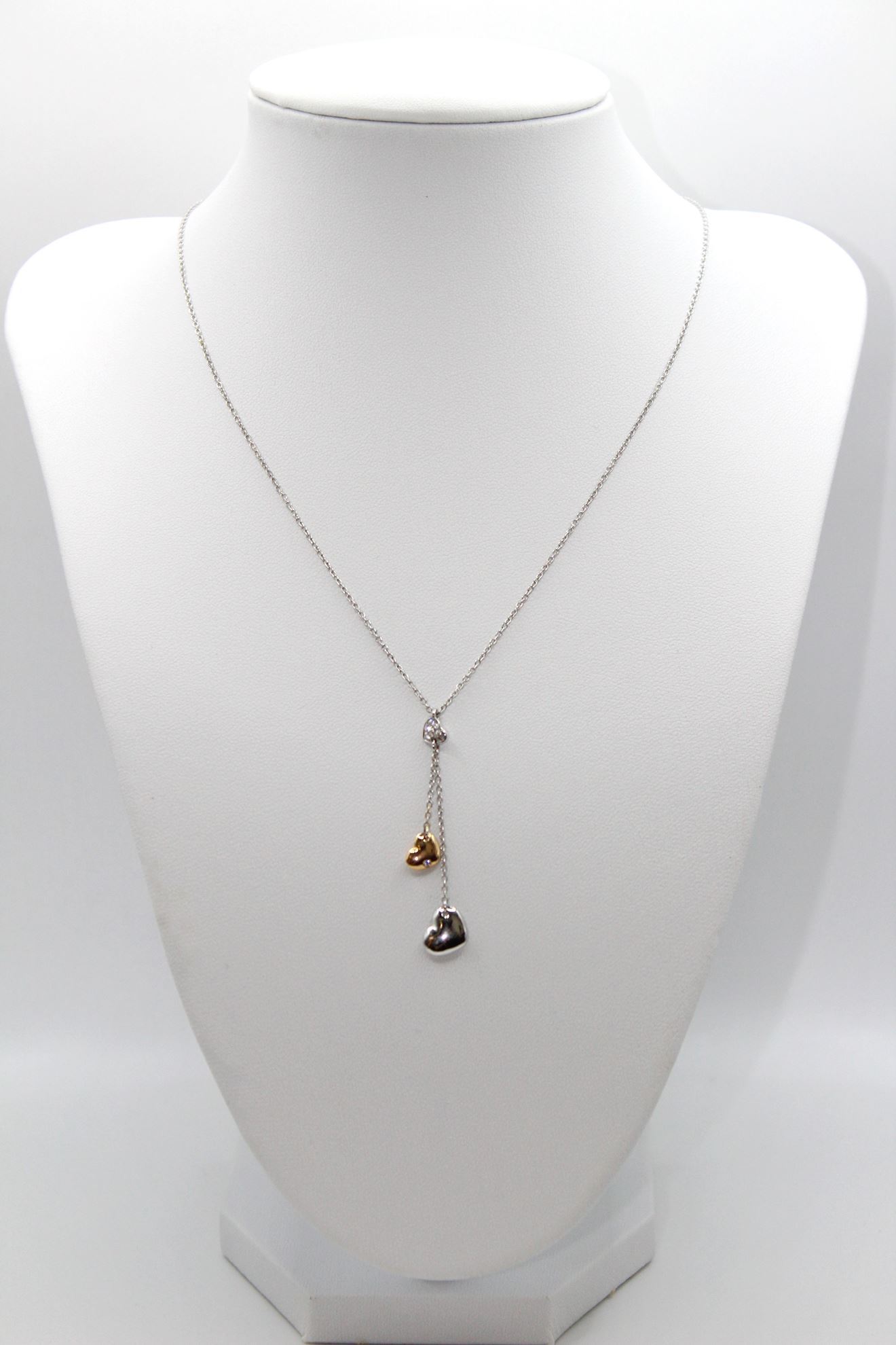 Immagine di Collana Cuori da Donna in Oro Bianco e Diamanti