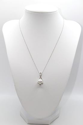 Immagine di Collana Perla da Donna in Oro Bianco e Diamanti