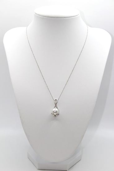 Immagine di Collana Perla da Donna in Oro Bianco e Diamanti