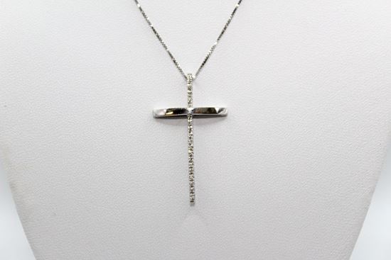 Immagine di Collana Croce da Uomo e Donna in Oro Bianco e Diamanti
