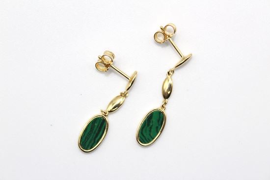 Immagine di Orecchini da Donna in Oro Giallo e Malachite