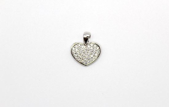 Immagine di Ciondolo Cuore in Oro Bianco e Zirconi